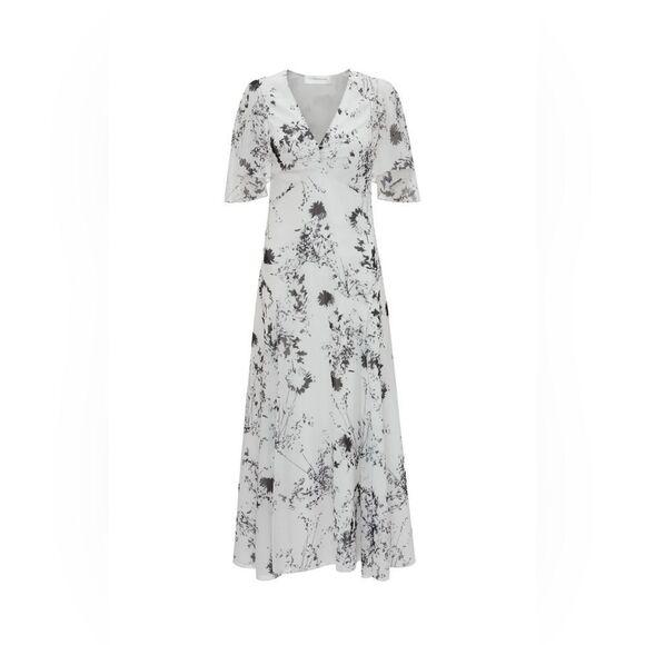 Victoria Beckham Floaty Floral Print Godet Midi Dress size 0 - Picture 3 of 16